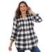 Plus Size Women's Pintucked Flannel Shirt by Woman Within in White Buffalo Plaid (Size 2X)