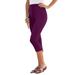 Plus Size Women's Essential Stretch Capri Legging by Roaman's in Dark Berry (Size 18/20) Activewear Workout Yoga Pants