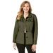 Plus Size Women's Peplum Denim Jacket by Jessica London in Dark Olive Green (Size 16 W) Feminine Jean Jacket