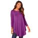 Plus Size Women's Boatneck Swing Ultra Femme Tunic by Roaman's in Purple Magenta (Size 18/20) Long Shirt