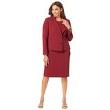 Plus Size Women's 2-Piece Stretch Crepe Single-Breasted Jacket Dress by Jessica London in Rich Burgundy (Size 30 W) Suit