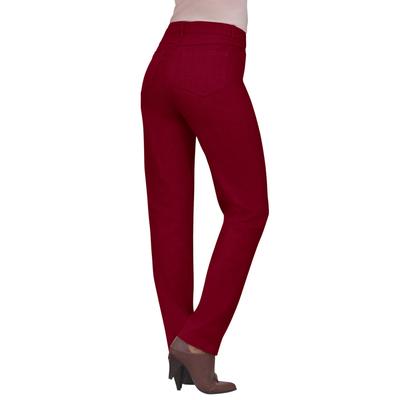 Plus Size Women's Invisible Stretch® Contour Waistband Straight-Leg Jean by Denim 24/7 by Roamans in Rich Burgundy (Size 40 T)