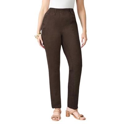 Plus Size Women's Easy-Wear Straight Leg Jean by Roaman's in Chocolate (Size 12 W)