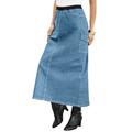 Plus Size Women's Invisible Stretch® All Day Cargo Skirt by Denim 24/7 in Light Stonewash (Size 14 WP)