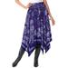 Plus Size Women's Handkerchief Hem Skirt by Roaman's in Violet Floral Scarf (Size 36 T)