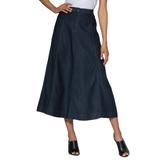 Plus Size Women's Invisible Stretch® Contour A-line Maxi Skirt by Denim 24/7 in Dark Wash (Size 40 T)