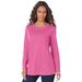 Plus Size Women's Long-Sleeve Crewneck Ultimate Tee by Roaman's in Vintage Rose (Size 2X) Shirt