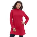 Plus Size Women's Mockneck Ultimate Tunic by Roaman's in Classic Red (Size S) 100% Cotton Mock Turtleneck