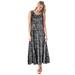 Plus Size Women's Sleeveless Crinkle A-Line Dress by Woman Within in Black Ikat (Size M)