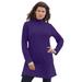 Plus Size Women's Mockneck Ultimate Tunic by Roaman's in Midnight Violet (Size 5X) 100% Cotton Mock Turtleneck