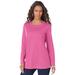 Plus Size Women's Long-Sleeve Crewneck Ultimate Tee by Roaman's in Vintage Rose (Size 5X) Shirt