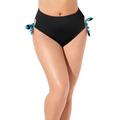 Plus Size Women's Bow High Waist Brief by Swimsuits For All in Black Blue Floral (Size 14)