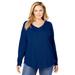 Plus Size Women's Washed Thermal V-Neck Tee by Woman Within in Evening Blue (Size 26/28) Shirt