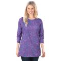 Plus Size Women's Perfect Printed Long-Sleeve Crewneck Tee by Woman Within in Petal Purple Floral Paisley (Size 4X) Shirt