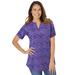 Plus Size Women's Short-Sleeve Notch-Neck Tee by Woman Within in Purple Orchid Space Dye (Size 6X) Shirt