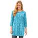 Plus Size Women's Perfect Printed Three-Quarter-Sleeve Scoopneck Tunic by Woman Within in Azure Paisley (Size 2X)