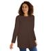 Plus Size Women's Perfect Long-Sleeve Crewneck Tunic by Woman Within in Chocolate (Size 38/40)