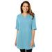 Plus Size Women's Perfect Roll-Tab-Sleeve Notch-Neck Tunic by Woman Within in Seamist Blue (Size 2X)