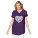 Plus Size Women's Marled V-Neck Tunic by Woman Within in Radiant Purple Heart Placement (Size 22/24)