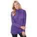 Plus Size Women's Perfect Printed Long-Sleeve Mockneck Tee by Woman Within in Petal Purple Floral Paisley (Size 2X) Shirt