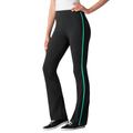 Plus Size Women's Stretch Cotton Side-Stripe Bootcut Pant by Woman Within in Black Aquamarine (Size S)