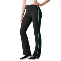 Plus Size Women's Stretch Cotton Side-Stripe Bootcut Pant by Woman Within in Black Aquamarine (Size 2X)