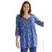 Plus Size Women's 7-Day Three-Quarter Sleeve Pintucked Henley Tunic by Woman Within in Navy Paisley Floral (Size 3X)