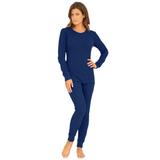 Plus Size Women's Thermal Crewneck Long-Sleeve Top by Comfort Choice in Evening Blue (Size M) Long Underwear Top