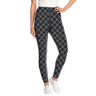 Plus Size Women's Stretch Cotton Cozy Legging by Woman Within in Gunmetal Bias Plaid (Size 3X)