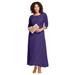 Plus Size Women's Lace Popover Dress by Roaman's in Midnight Violet (Size 40 W)