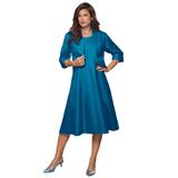 Plus Size Women's Fit-And-Flare Jacket Dress by Roaman's in Peacock Teal (Size 42 W)