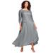 Plus Size Women's Lace Popover Dress by Roaman's in Gunmetal (Size 28 W)