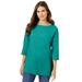 Plus Size Women's Perfect Elbow-Sleeve Boatneck Tee by Woman Within in Waterfall (Size 1X) Shirt