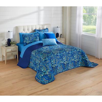 BH Studio Reversible Quilted Bedspread by BH Studio in Navy Paisley (Size TWIN)