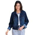 Plus Size Women's Stretch Denim Jacket by Woman Within in Midnight Sanded (Size 16 W)