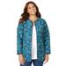 Plus Size Women's Reversible Quilted Jacket by Catherines in Navy Painterly Paisley (Size 5X)