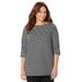 Plus Size Women's Suprema® Boatneck Tunic Top by Catherines in Black Stripe (Size 2X)