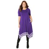 Plus Size Women's Stoneywood Stripe A-Line Dress (With Pockets) by Catherines in Deep Grape Stripe (Size 3XWP)
