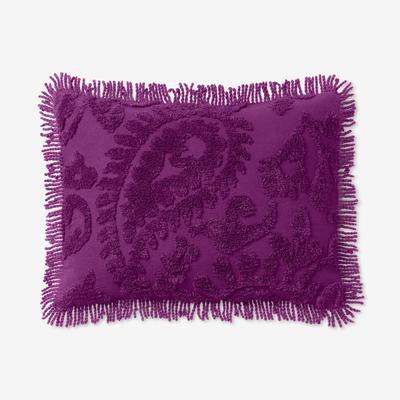 Paisley Chenille Standard Sham by BrylaneHome in Purple (Size KING)