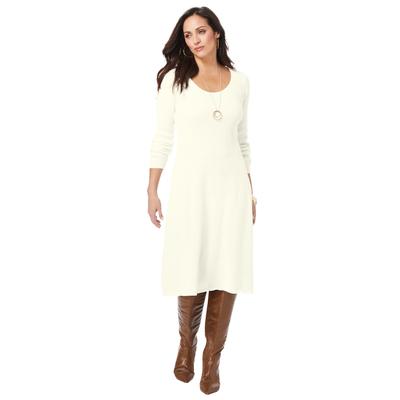 Plus Size Women's Cotton Ribbed Sweater Dress by Jessica London in Ivory (Size 18/20)