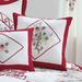 Ava Embroidered Cotton 16" Square Pillow by BrylaneHome in Red