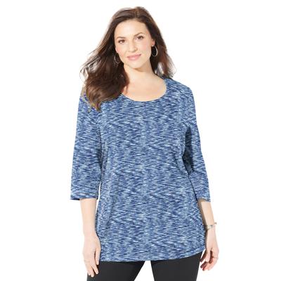 Plus Size Women's Active Slub Scoopneck Tee by Catherines in Navy Space Dye (Size 4X)