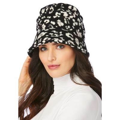 Women's Fleece Hat by Accessories For All in Black Graphic Spots