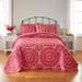 3-PC. Medallion Bedspread Set by BrylaneHome in Magenta (Size QUEEN)