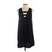 Tildon Casual Dress - Mini Plunge Sleeveless: Black Print Dresses - Women's Size Small