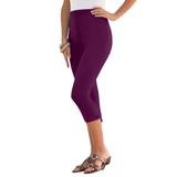 Plus Size Women's Essential Stretch Capri Legging by Roaman's in Dark Berry (Size 30/32) Activewear Workout Yoga Pants