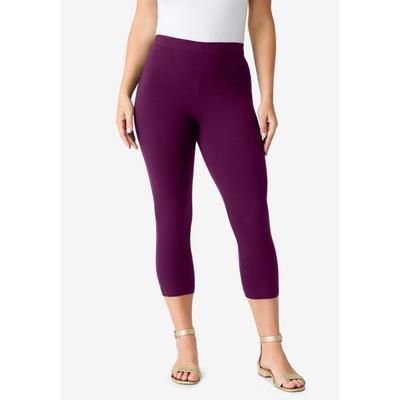 Plus Size Women's Plus Size Essential Stretch Capri Legging by Roaman's in Dark Berry (Size 42/44)