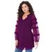 Plus Size Women's Ruffle Blouse by Roaman's in Dark Berry Polka Dots (Size 32 W)