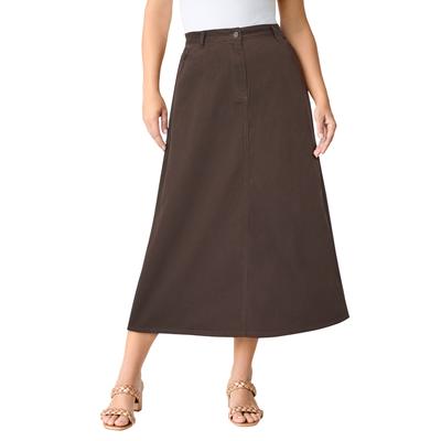 Plus Size Women's Easy-Wear A-Line Skirt by Roaman's in Chocolate (Size 44 W)