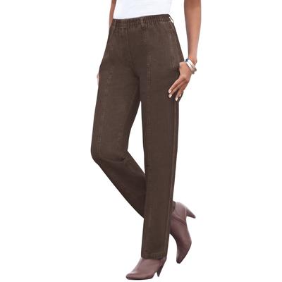 Plus Size Women's Complete Cotton Seamed Jean by Roaman's in Chocolate (Size 22 W)